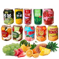 韩国海太饮料果粒果汁10听10口味葡萄汁芦荟桔橙汁桃汁草莓梨菠